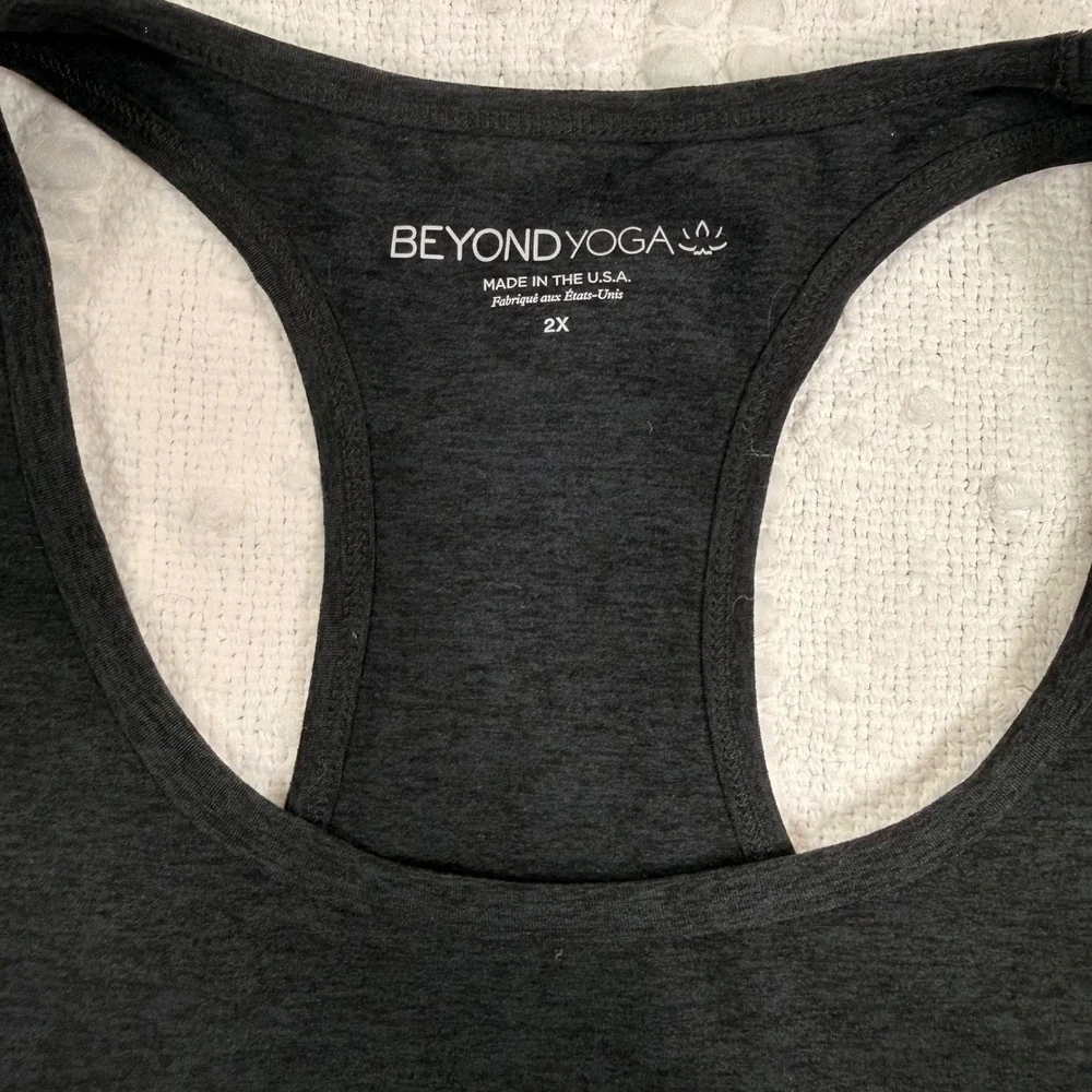 Beyond Yoga Spacedye Racerback Sports Bra‎ Charcoal Heather Gray Plus Size 2X